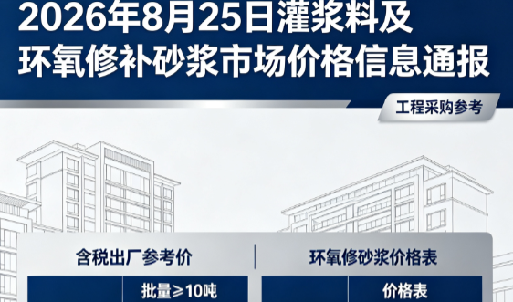 茶陵2026年8月25日灌浆料及环氧修补砂浆市场价格信息通报